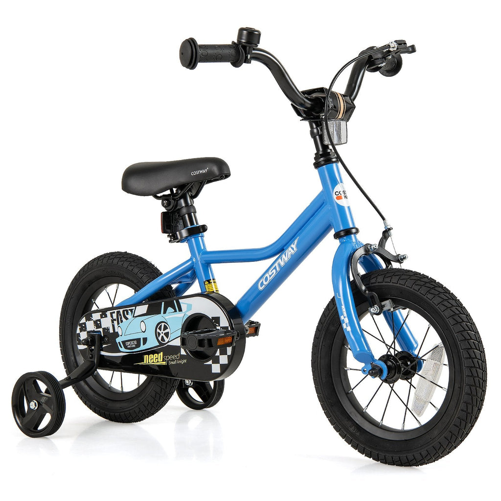 12 Inch Kids Bike with Removable Training Wheels and Air Tires, Blue