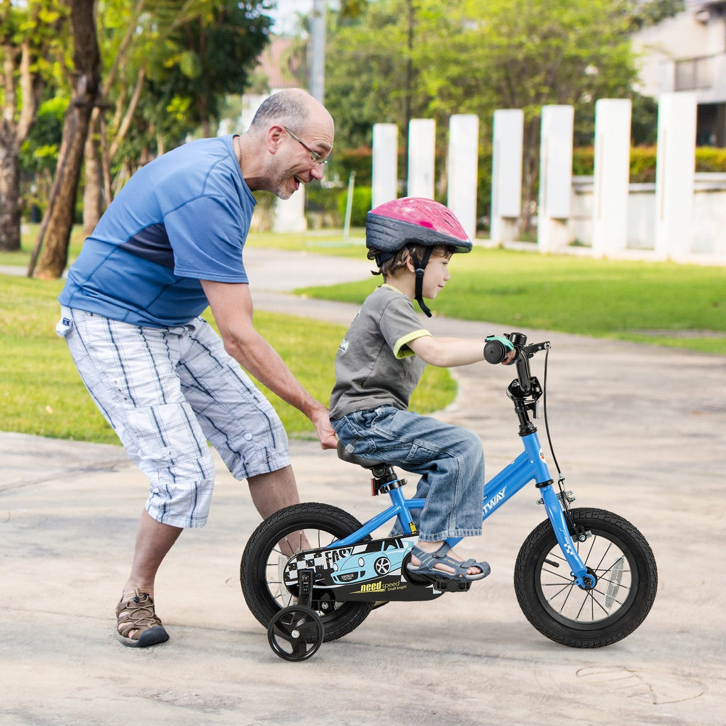 12 Inch Kids Bike with Removable Training Wheels and Air Tires, Blue