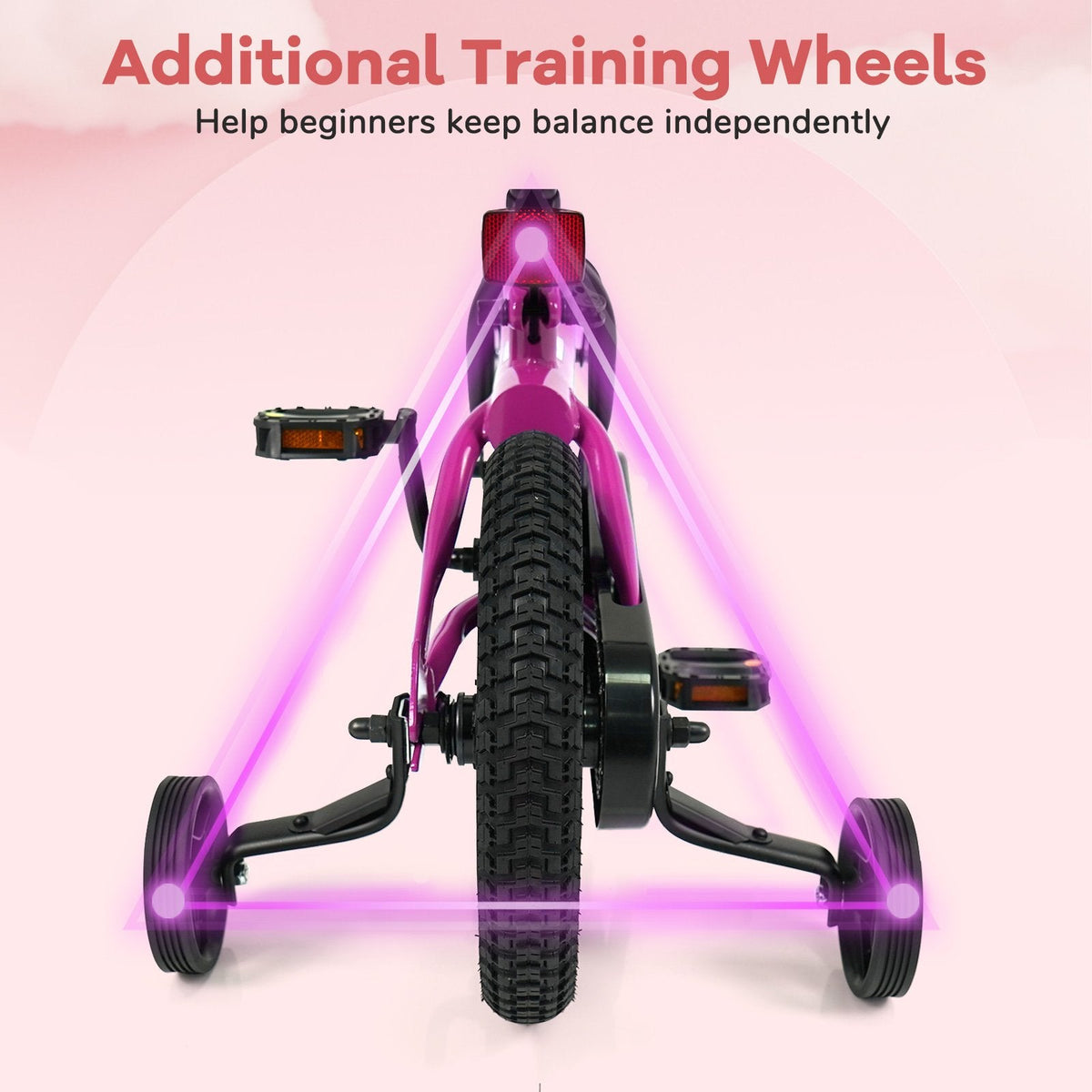 12 Inch Kids Bike with Bell and Removable Training Wheels, Pink