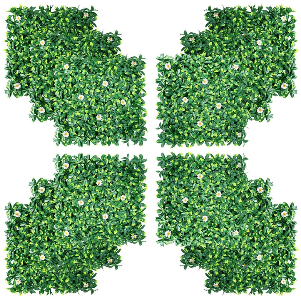 12 Pieces 20 x 20 Inch Artificial Daisy Hedge Plant Privacy Fence Hedge Panels