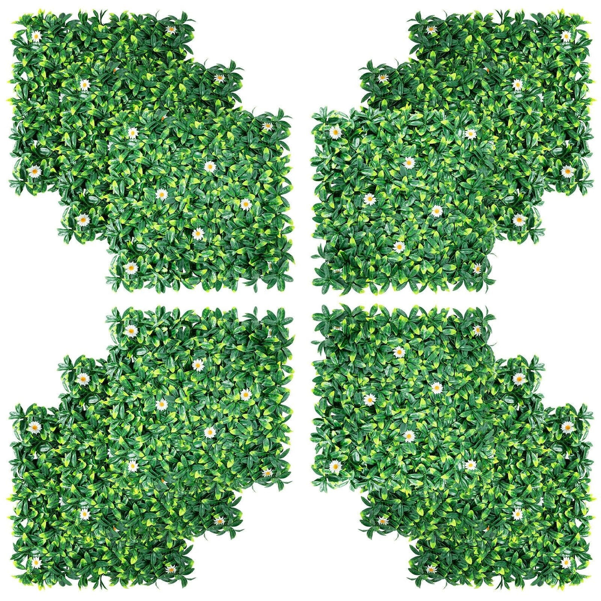 12 Pieces 20 x 20 Inch Artificial Daisy Hedge Plant Privacy Fence Hedge Panels