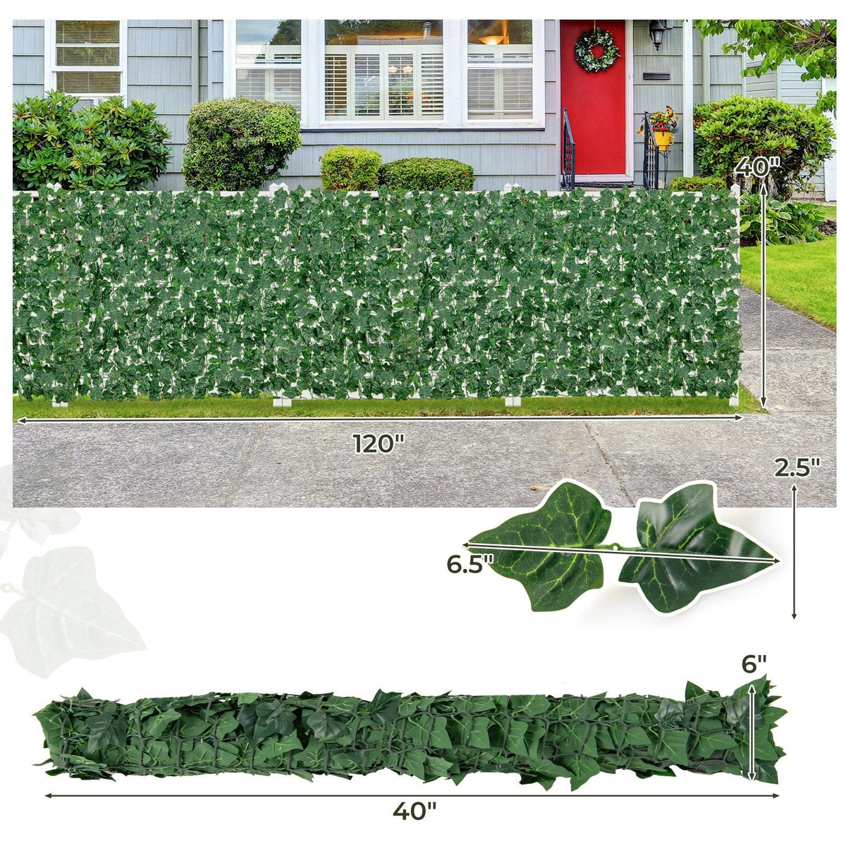 120 x 40 Inch Artificial Ivy Privacy Fence
