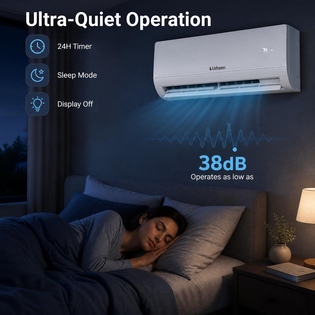 Lithzen 12000 BTU 208-230V 17 SEER2 Mini Split Air Conditioner and Heater WiFi Enabled