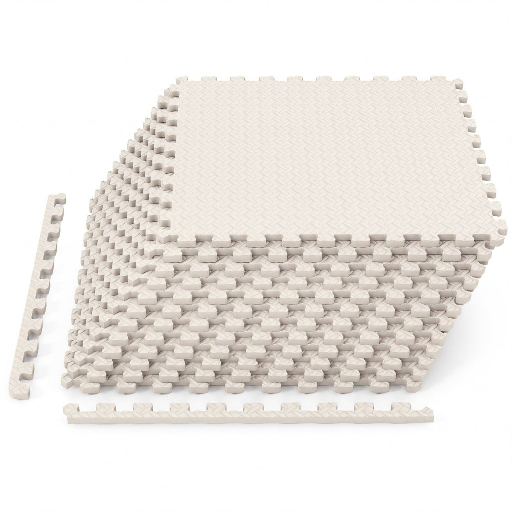 12Tiles 1/2 inches Puzzle Exercise Floor Mats-Beige