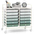 12 Drawers Rolling Storage Cart for Home and Office-Green Gradient