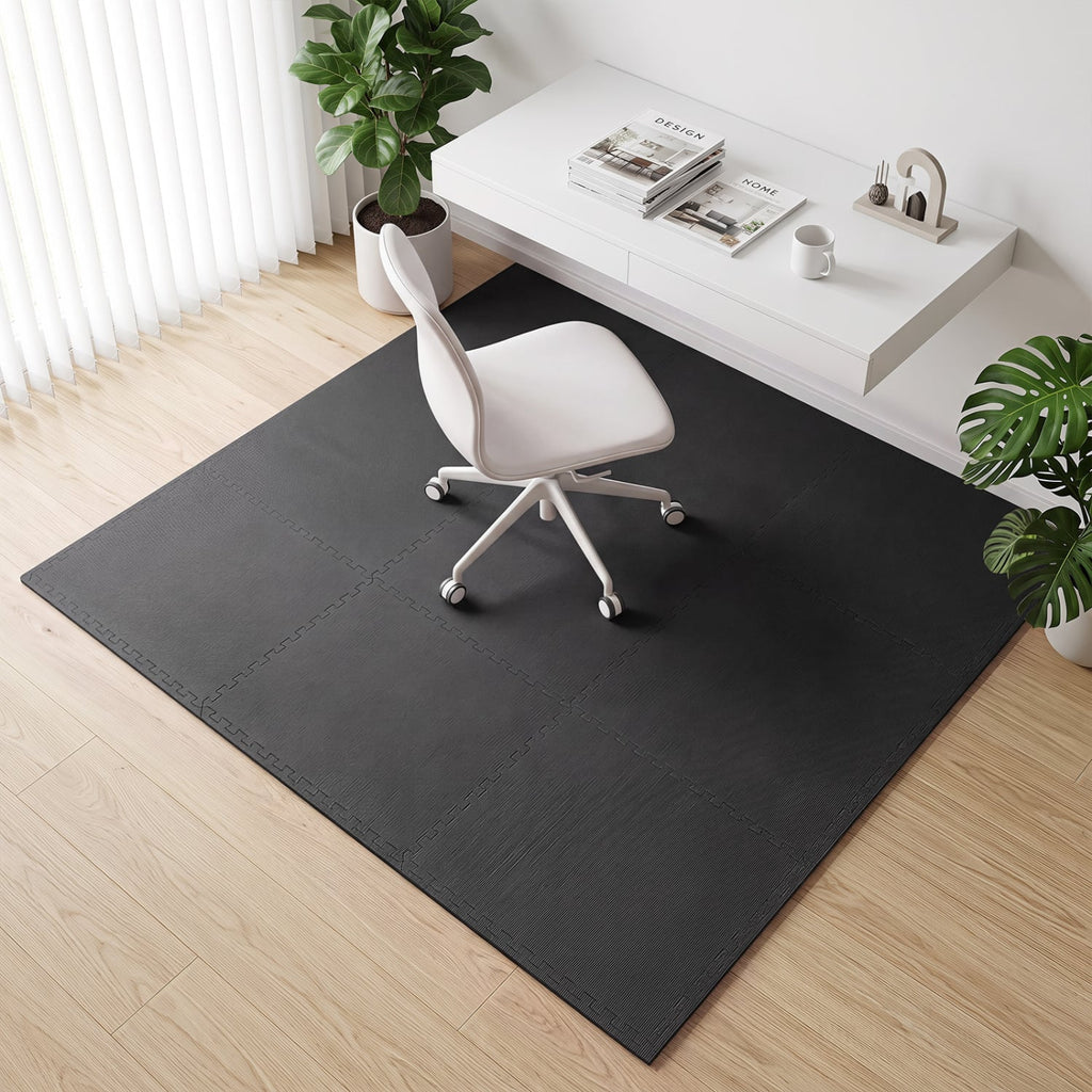 12 Pack Non-Slip Protective Interlocking EVA Foam Floor Tiles-Black
