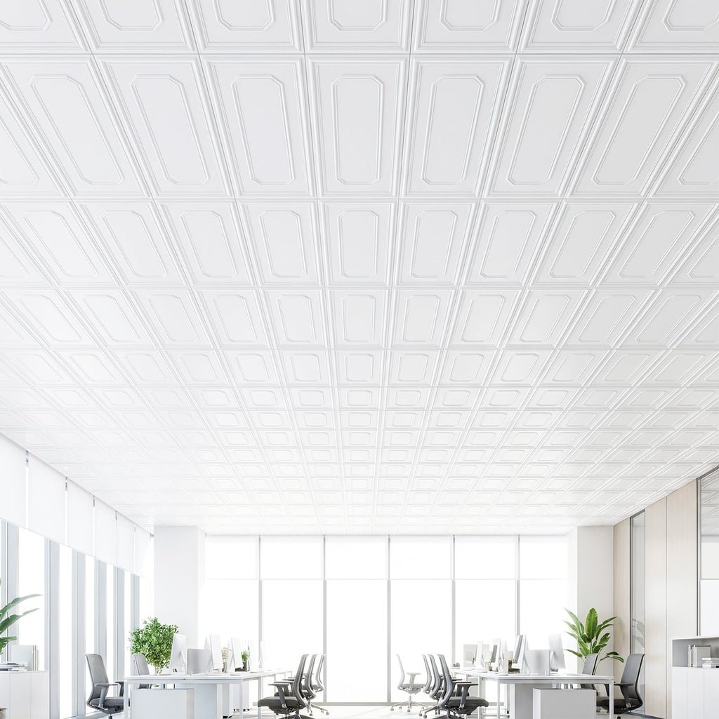 12 Pieces Ceiling Tiles Decorative PVC Ceiling Covering Panels