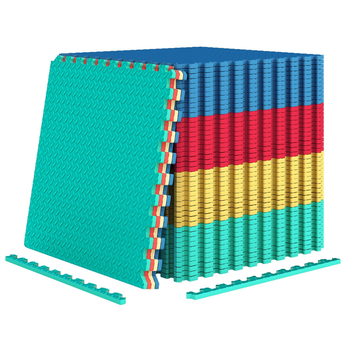 12 Pieces Puzzle Interlocking Flooring Mat with Anti-slip and Waterproof Surface-Multicolor