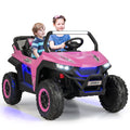 12V 2 Seater Kids Ride On UTV with Media Centre, Storage Net Bag, 3 Point Belts and 2.4G Remote, 130 lb Capacity, Pink
