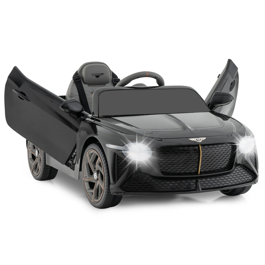 12V Licensed Bentley Bacalar Kids Ride On Racer with 5 Speed Settings, Gas Rod Doors and Spring Suspension, 66 lb, Black