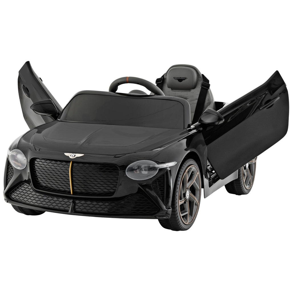 12V Licensed Bentley Bacalar Kids Ride On Racer with 5 Speed Settings, Gas Rod Doors and Spring Suspension, 66 lb, Black