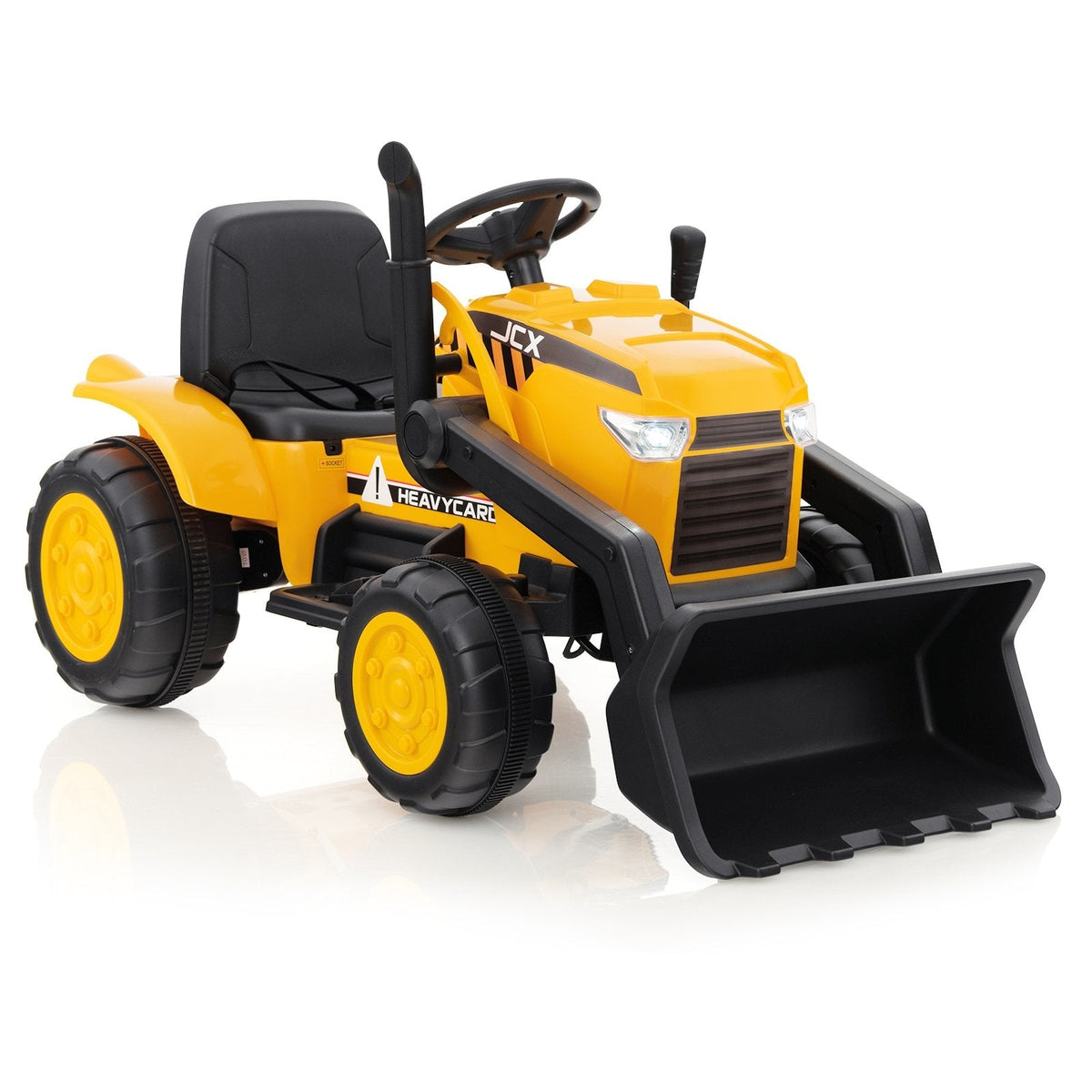 12V Kids Ride On Excavator with Adjustable Digging Bucket, Locking Arm Hook, Slow Start and Adult Only Remote, Yellow