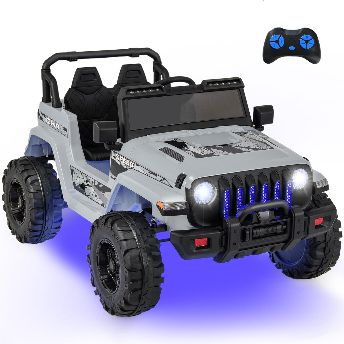 12V Kids 2 Seater Ride On Truck with EPS Auto Homing Steering, 2.4G Remote and Soft Start, 77 lb, Gray