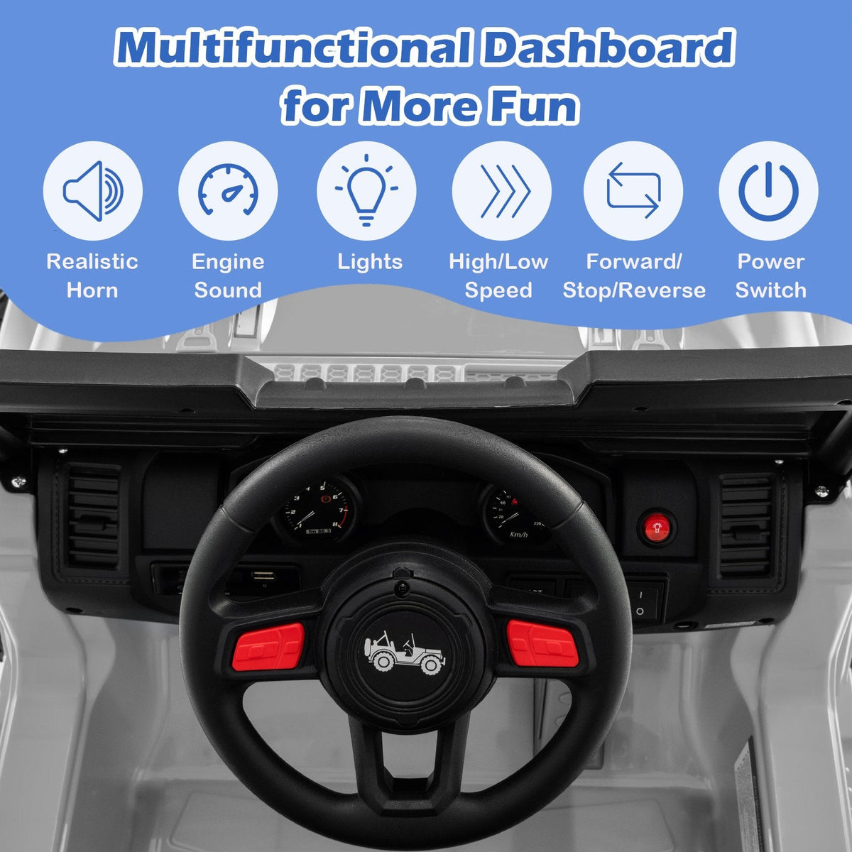 12V Kids 2 Seater Ride On Truck with EPS Auto Homing Steering, 2.4G Remote and Soft Start, 77 lb, Gray