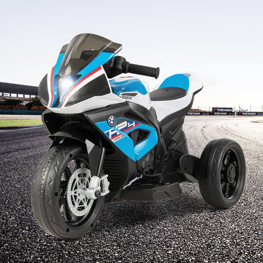 12V Licensed BMW Kids 3 Wheel Motorcycle with High and Low Speed, USB, Study Mode and Headlight, 66 lb, Blue