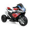 12V Licensed BMW Kids 3 Wheel Motorcycle with Elevated Seat, Windshield, USB and Headlight, 66 lb, Red
