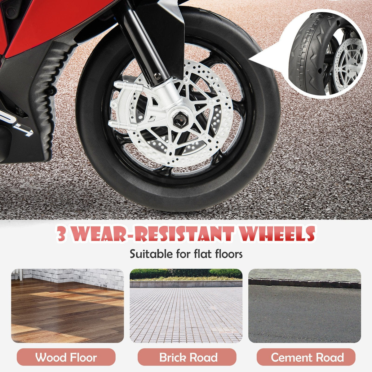 12V Licensed BMW Kids 3 Wheel Motorcycle with Elevated Seat, Windshield, USB and Headlight, 66 lb, Red