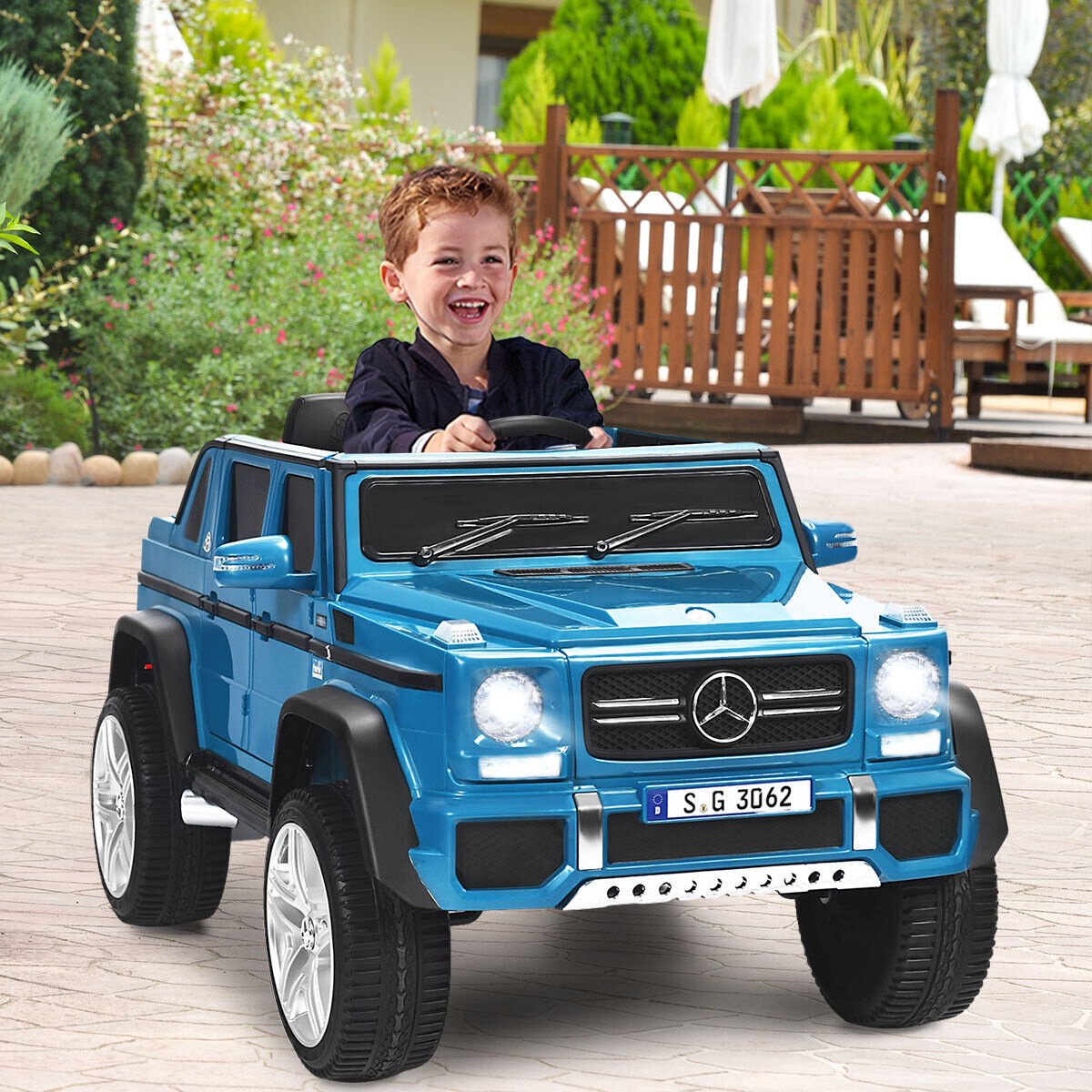 12V Licensed Mercedes-Benz Maybach Kids Ride On Car with Handle, Step, 2.4G Remote and USB, 66 lb, Navy