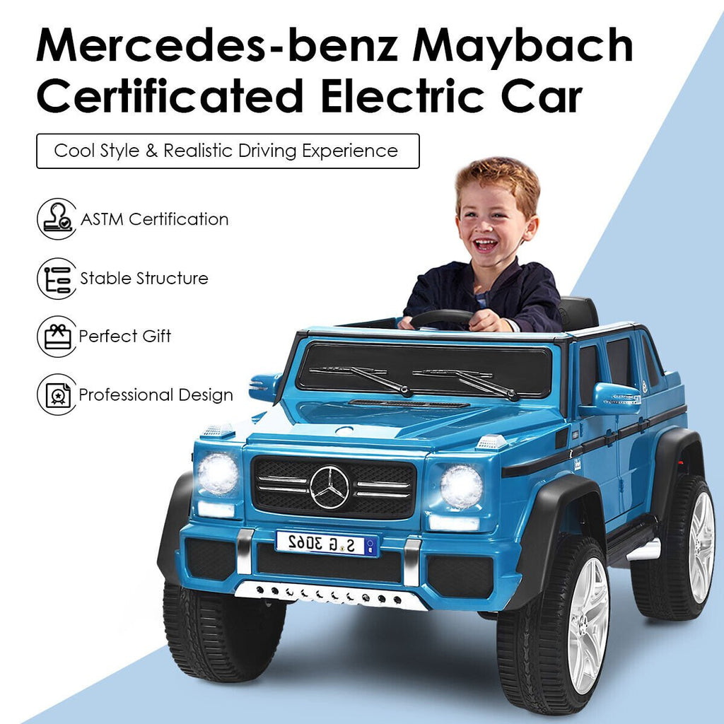 12V Licensed Mercedes-Benz Maybach Kids Ride On Car with Handle, Step, 2.4G Remote and USB, 66 lb, Navy