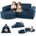 13 Pieces Convertible Modular Kids Play Couch for Nursery Playroom Bedroom-Blue