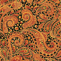 Benartex - Hooked On Fish Bubble Paisley -Orange Metallic