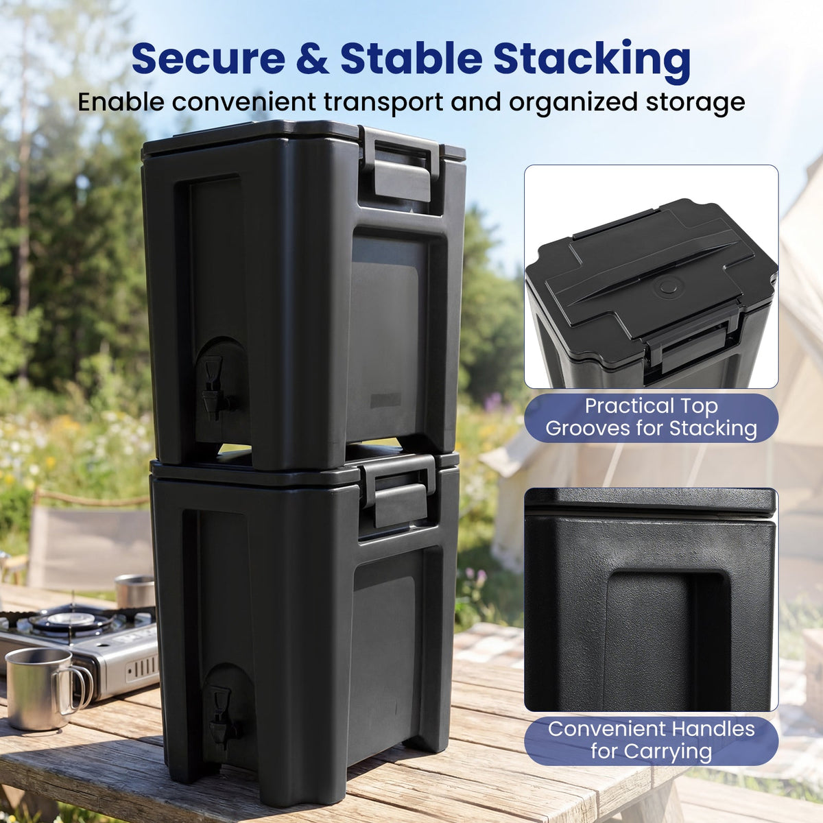 13.2 Gal Insulated Beverage Dispenser Commercial with Two-Stage Faucet-3 pieces