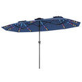 13 FT Double-Sided Patio Umbrella with Color-Changing Flowing Solar LED Lights-Navy