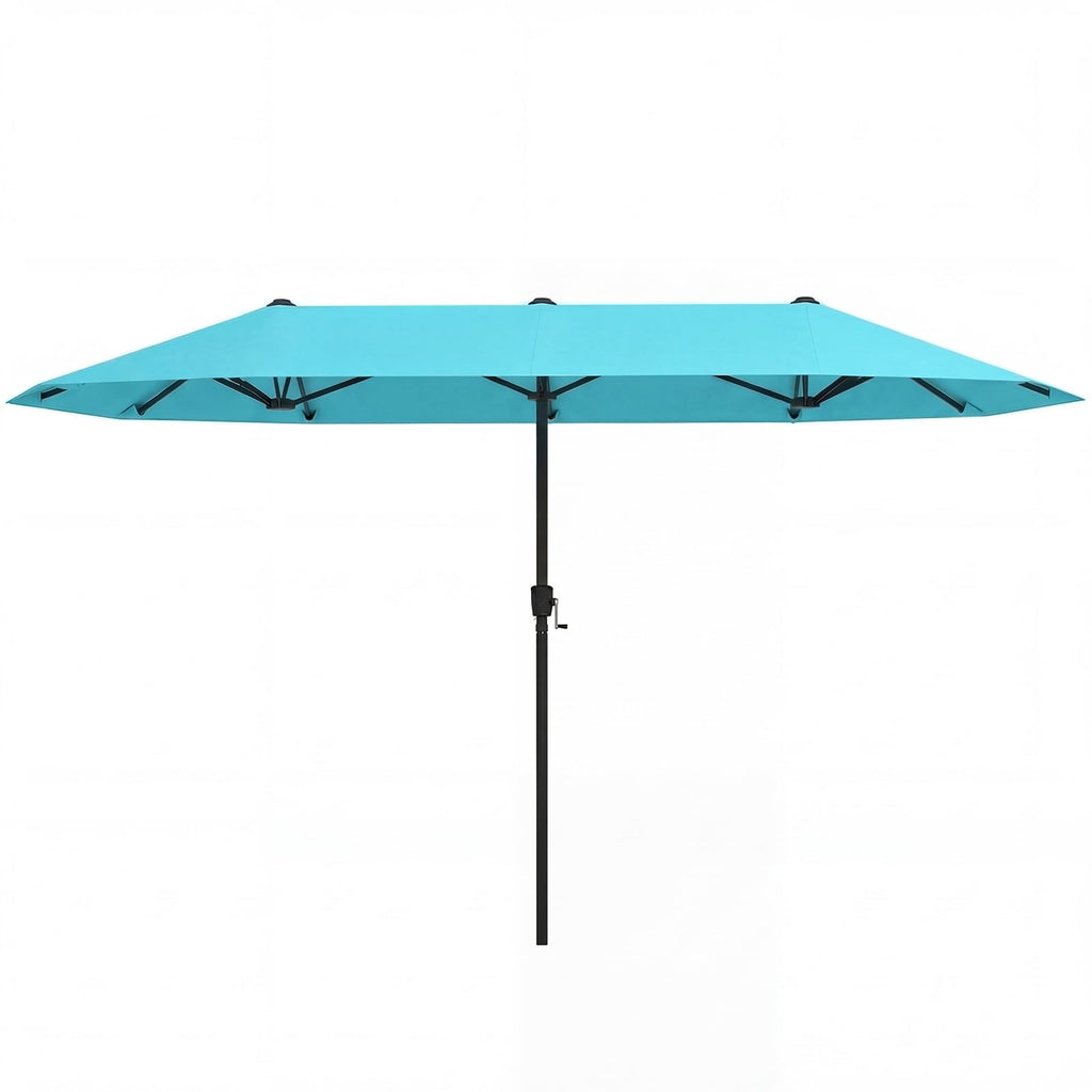 13 Feet Large Patio Umbrella Outdoor Double-Sided Table Market Umbrella with Crank Handle-Turquoise