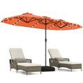 13FT Double-sided Patio Umbrella with Solar Lights for Garden Pool Backyard-Orange