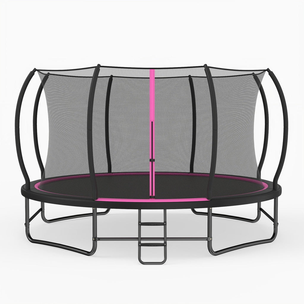 14 FT Outdoor Recreational Trampoline with 4 Stabilizer Bars for Backyard-Pink
