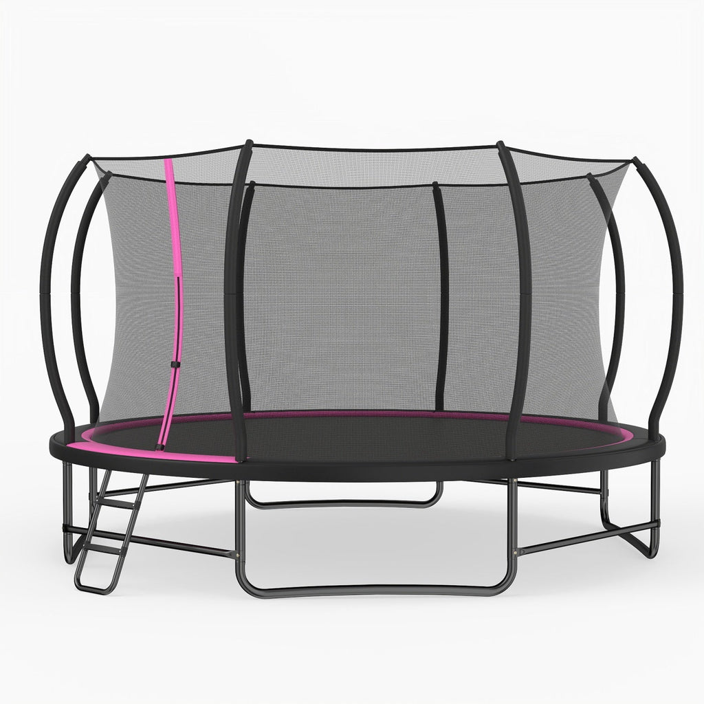 14 FT Outdoor Recreational Trampoline with 4 Stabilizer Bars for Backyard-Pink