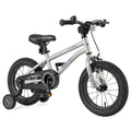 14 Inch Kids Bike with High Carbon Steel Frame and Training Wheels, Silver