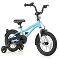 14 Inch Kids Bike with Reflectors, Bell and Detachable Training Wheels, Light Blue