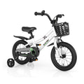 14 Inch Kids Bike with 2 Training Wheels and Basket for Ages 3 to 5, Black and White