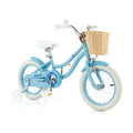 14 Inch Kids Bike with Wicker Basket and Removable Training Wheels, Blue