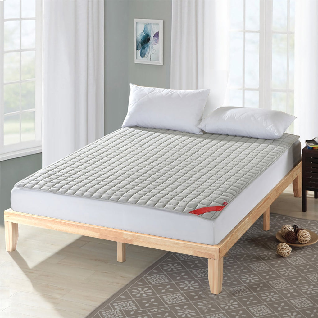 14 Inch King Size Wood Platform Bed Frame with 14 Bar Slat Support, Natural
