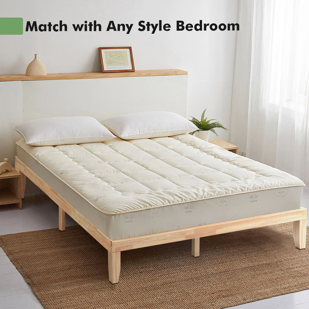 14 Inch King Size Wood Platform Bed Frame with 14 Bar Slat Support, Natural