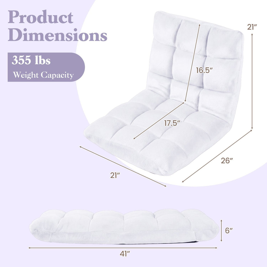14-Position Adjustable Cushioned Floor Chair-White