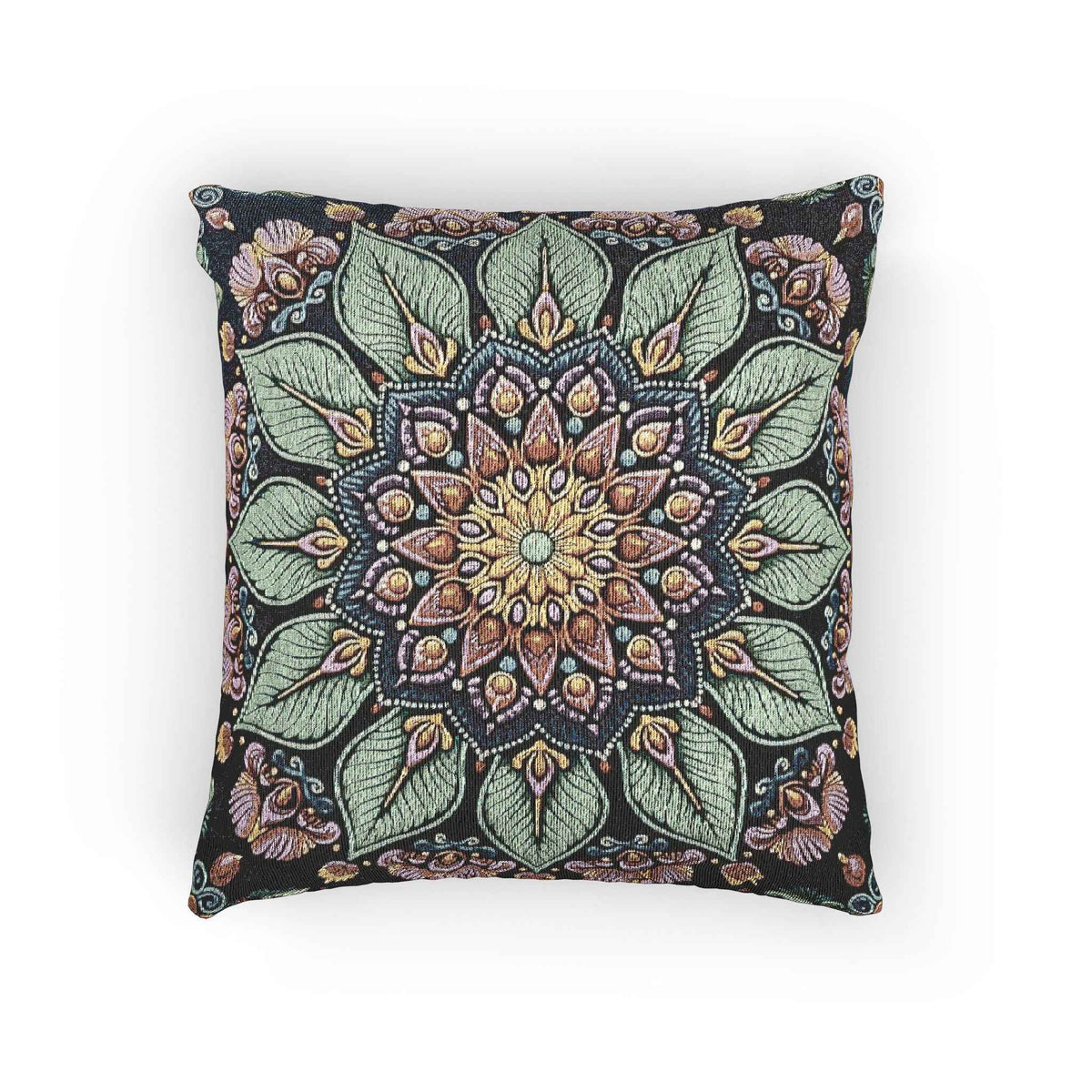 Mandala Floral Mosaic Woven Pillow | Boho Decorative Cushion Cover