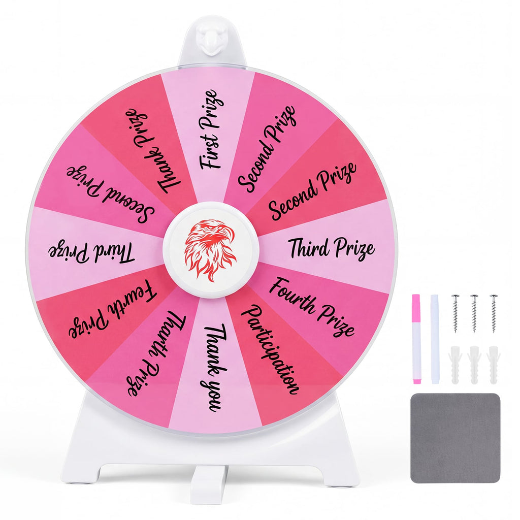 14 Slots Spin Wheel with Blackboard Marker-Pink