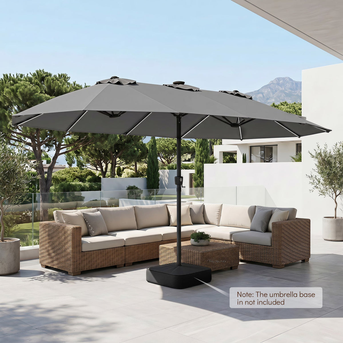 15.5FT Extra-Large Patio Umbrella 12 Reinforced Metal Ribs-Gray