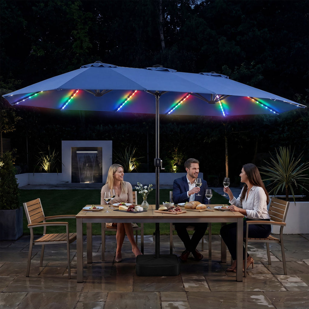 15.5FT Extra-Large Patio Umbrella with Base 12 Reinforced Ribs-Navy