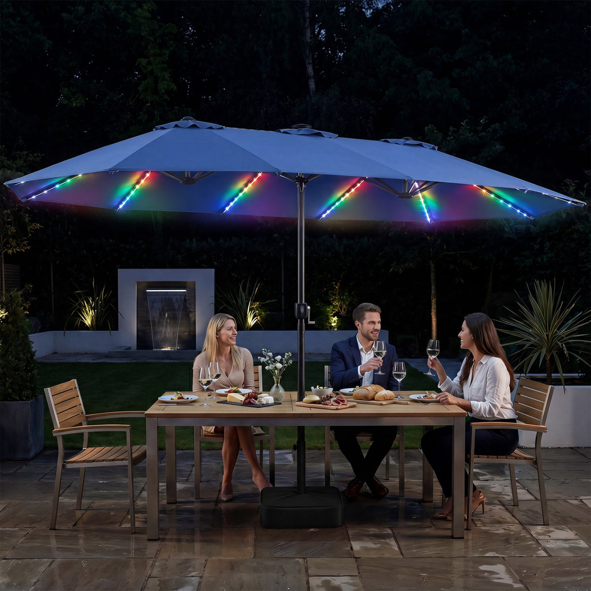 15.5FT Extra-Large Patio Umbrella with Base 12 Reinforced Ribs-Navy