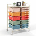 15-Drawer Utility Rolling Organizer Cart-Deep Multicolor