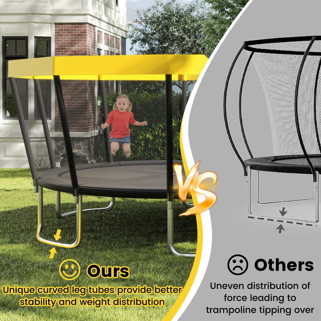 15 FT Outdoor Trampoline ASTM Compliant Recreational Trampoline with Non-Slip Ladder-Yellow