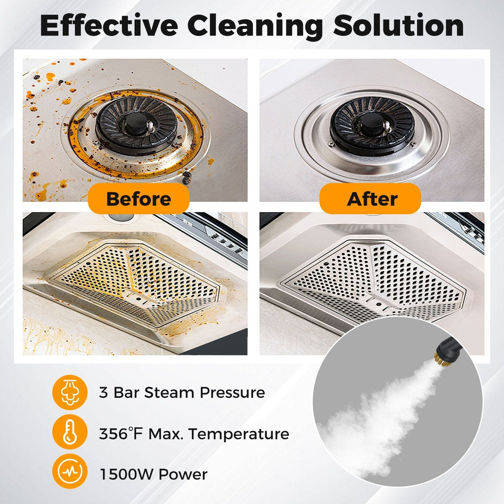 1500W Portable Steam Cleaner with 34 oz Water Tank-White