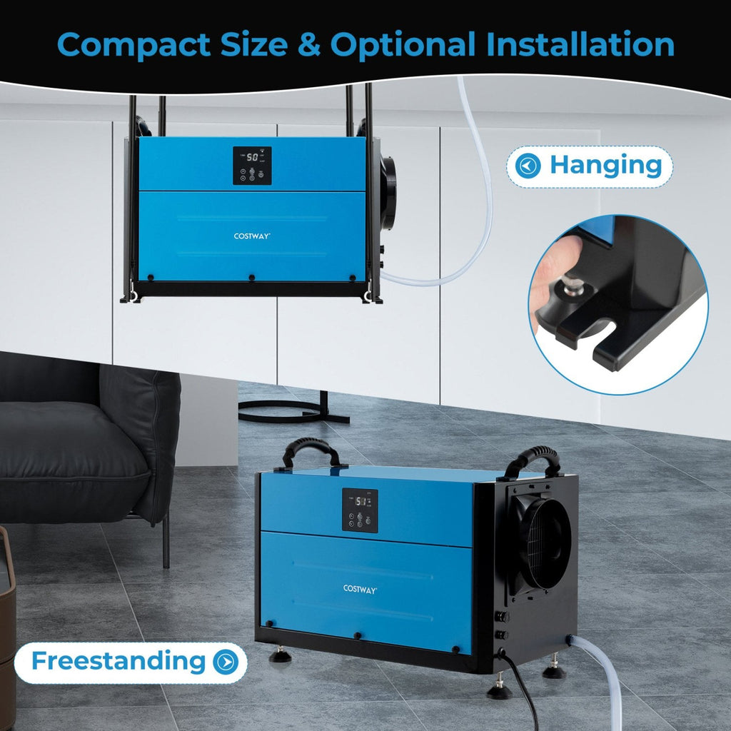 155 Pint Crawl Space Dehumidifier, CSA Certified, 20 to 90% Humidity Range, Remote Panel, Blue