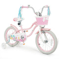 16 Inch Girls Bike with Basket, Streamers and Training Wheels, Mermaid Theme, Pink