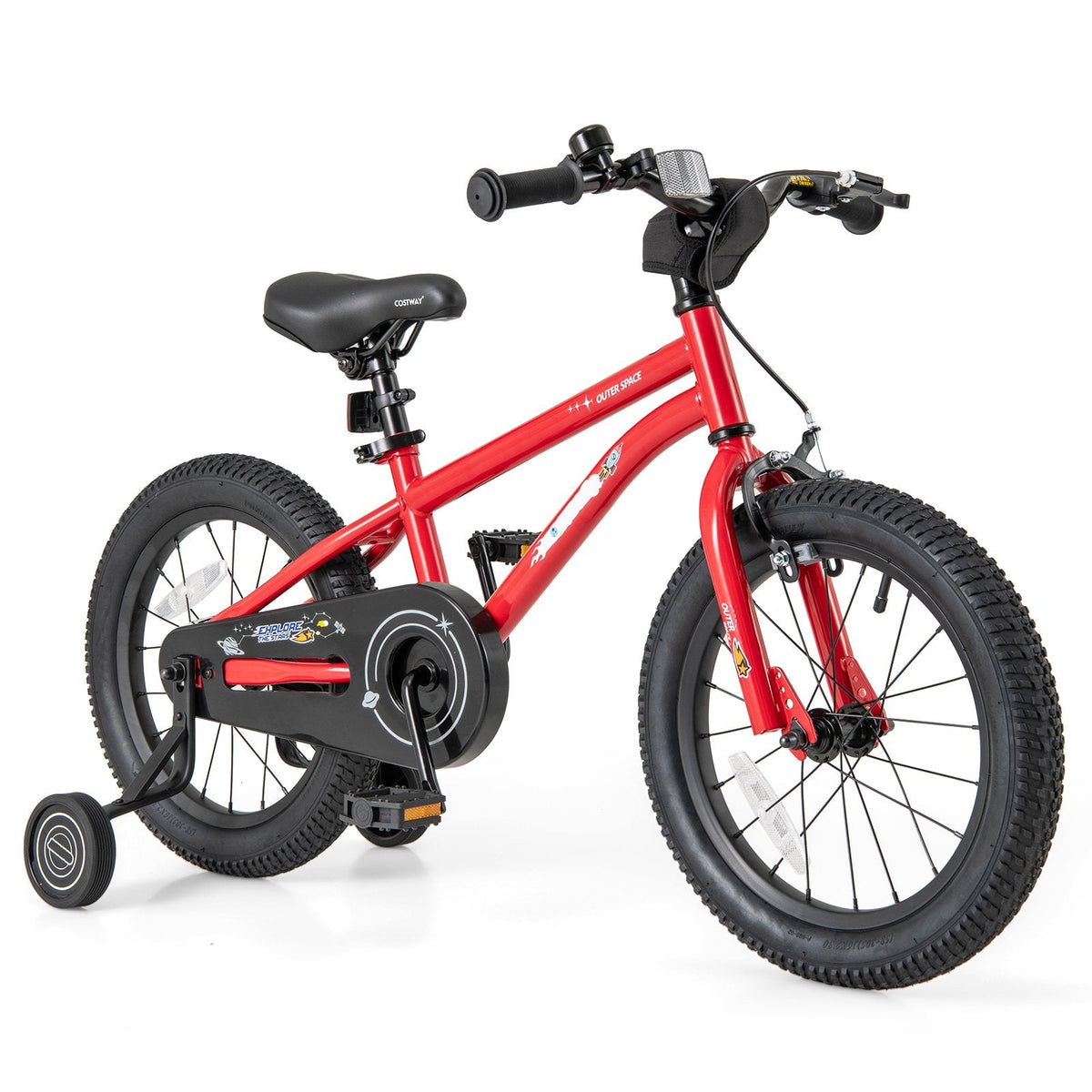 16 Inch Kids Bike with Handbrake, Coaster Brake and Bell, Red