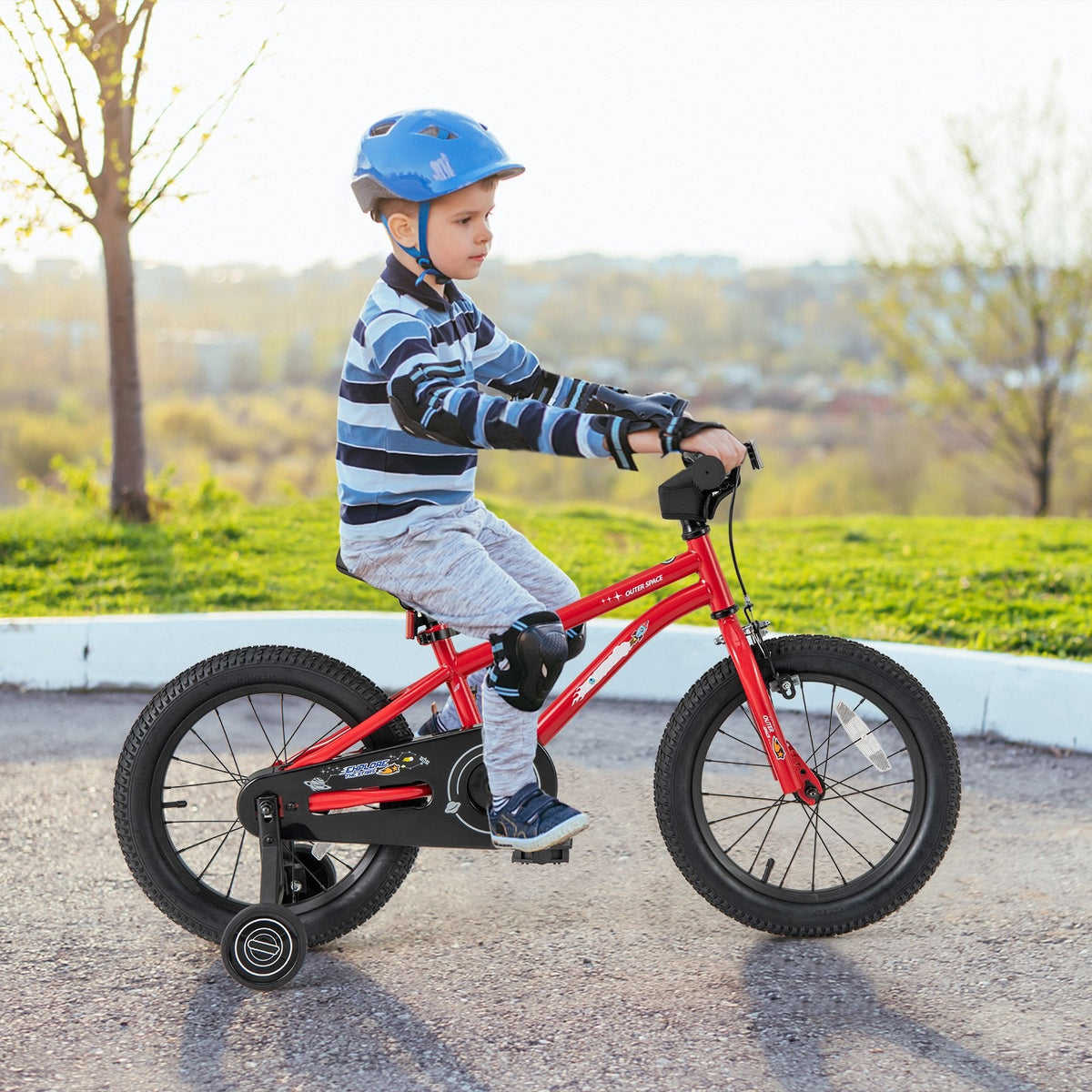 16 Inch Kids Bike with Handbrake, Coaster Brake and Bell, Red